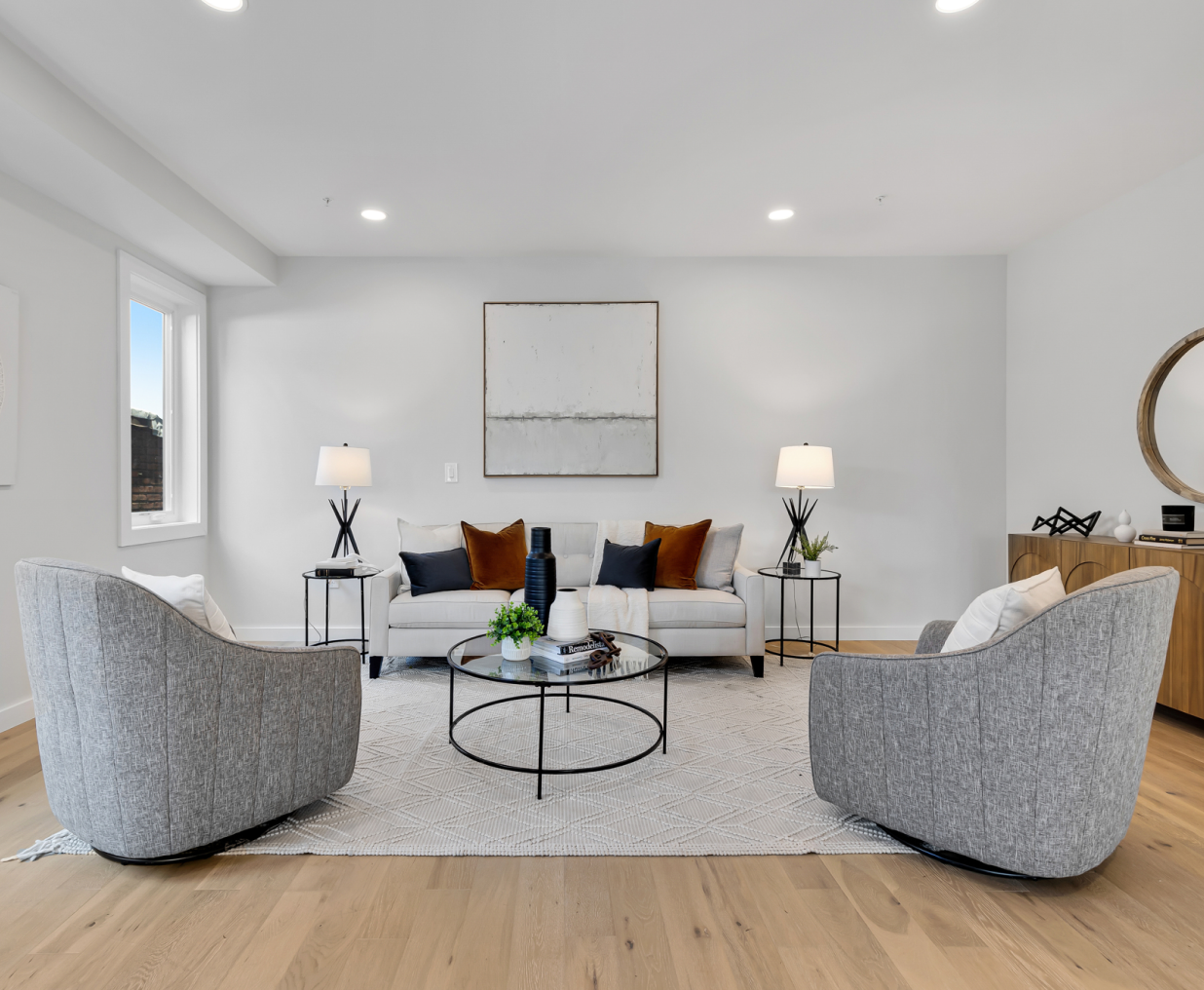 Elegant seating area in neutral tones